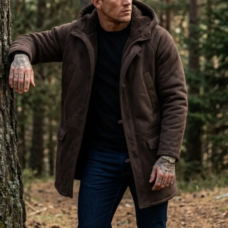 Outdoor Hunting Coat - New Men's Faux Fur Lined Hooded