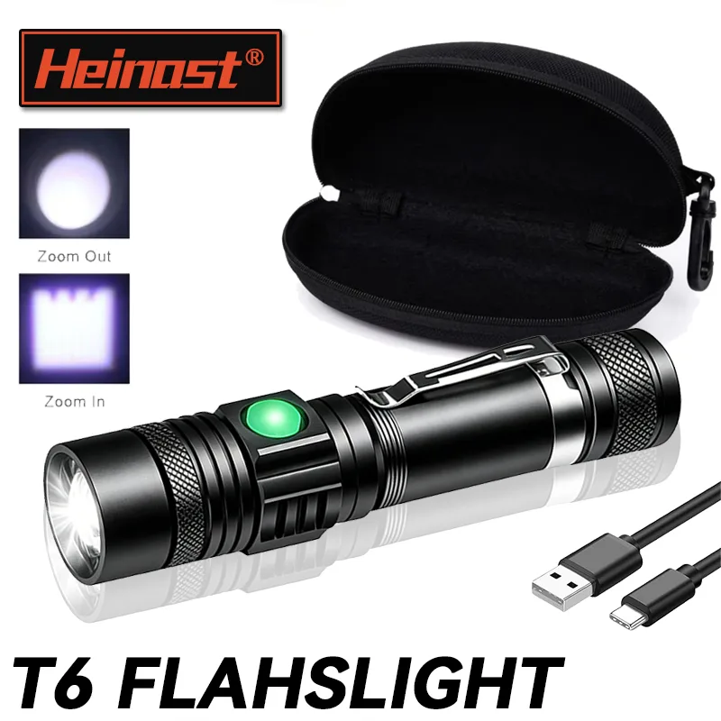 Hunting Outdoor - T6 LED Rechargeable Flashlight,18650 Zoomable Torch,
