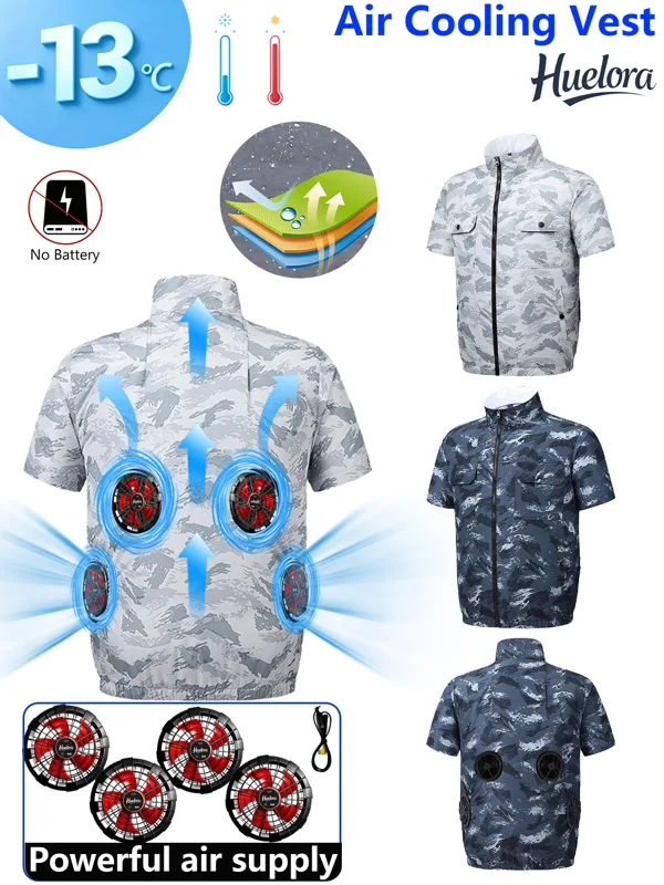 Hunting Outdoor Jacket - 4-3-2 Rear Fans Camo Cooling Short