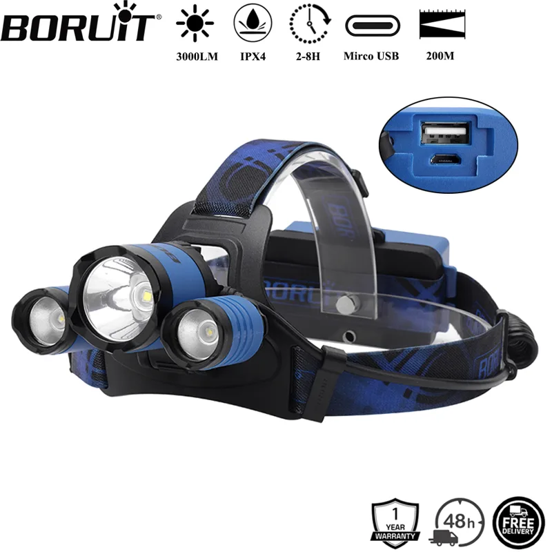 Outdoor Hunting Bike - BORUiT B21 3000LM LED Headlamp 4-Mode