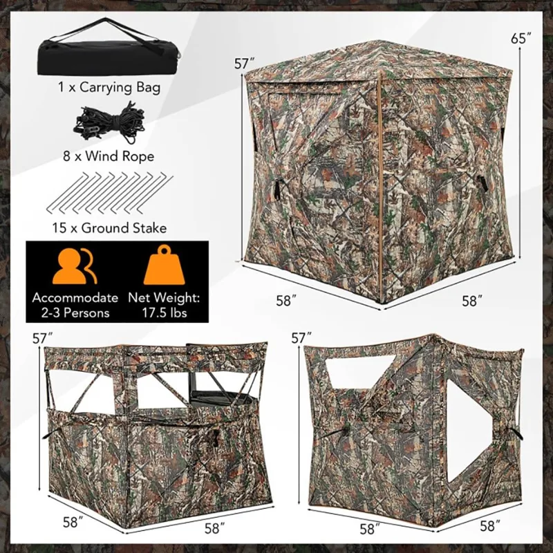 Hunting Outdoor - 5-in-1 Detachable Hunting Blind, for 2-3