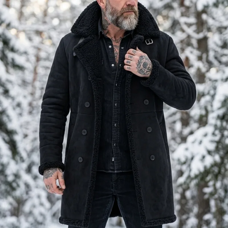 Outdoor Hunting Coat - Men's Faux Suede Fur Lined Winter