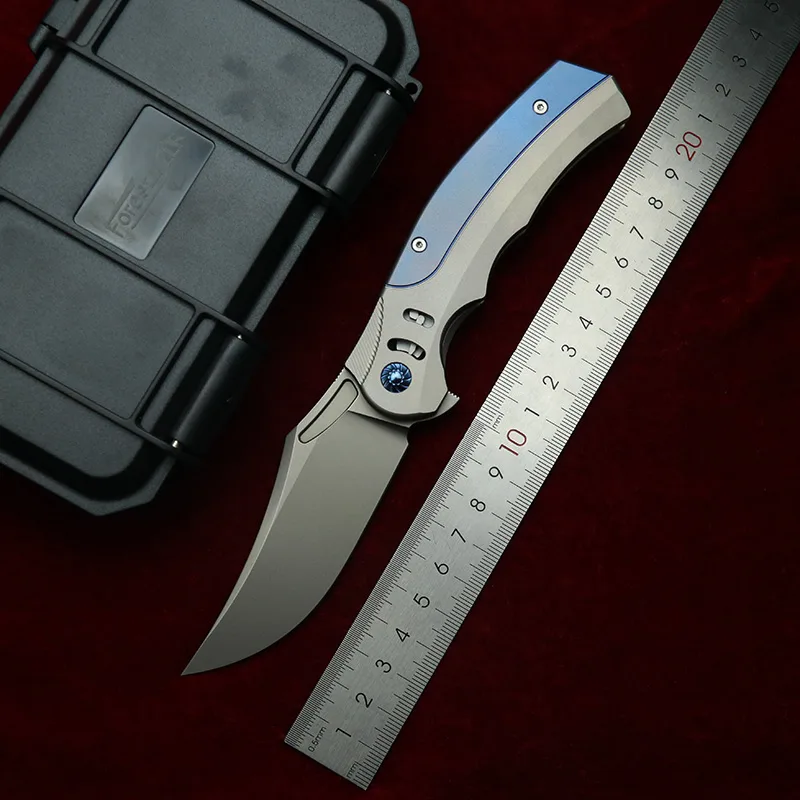 Knife Hunting Fixed Blade - LEMIFSHE F05 RattleSnake titanium handle m390