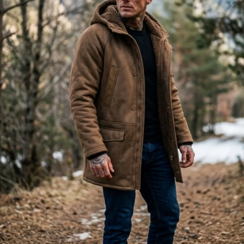 New Men's Faux Fur Lined Hoode - Outdoor Hunting Coat review and price